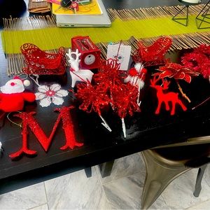 Lot of red ornaments